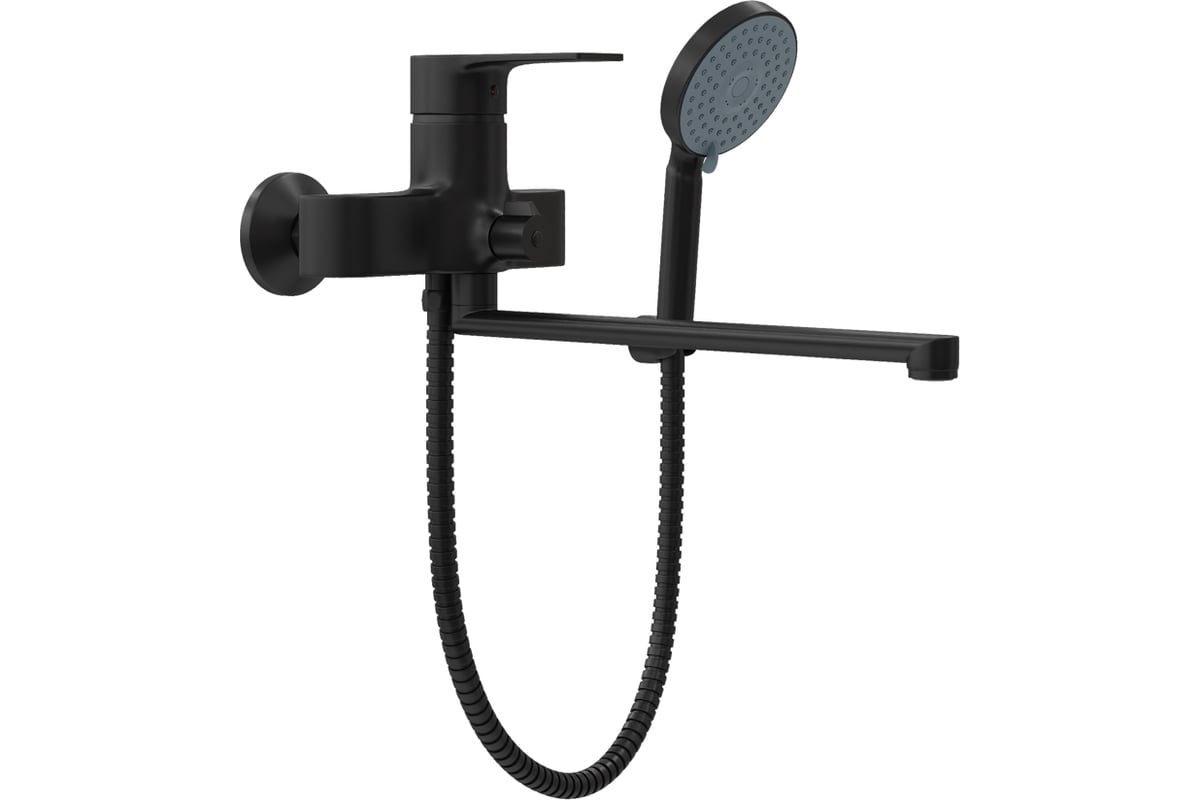 Смеситель для ванной с длинным изливом Teymi Lori, черный матовый T10267
