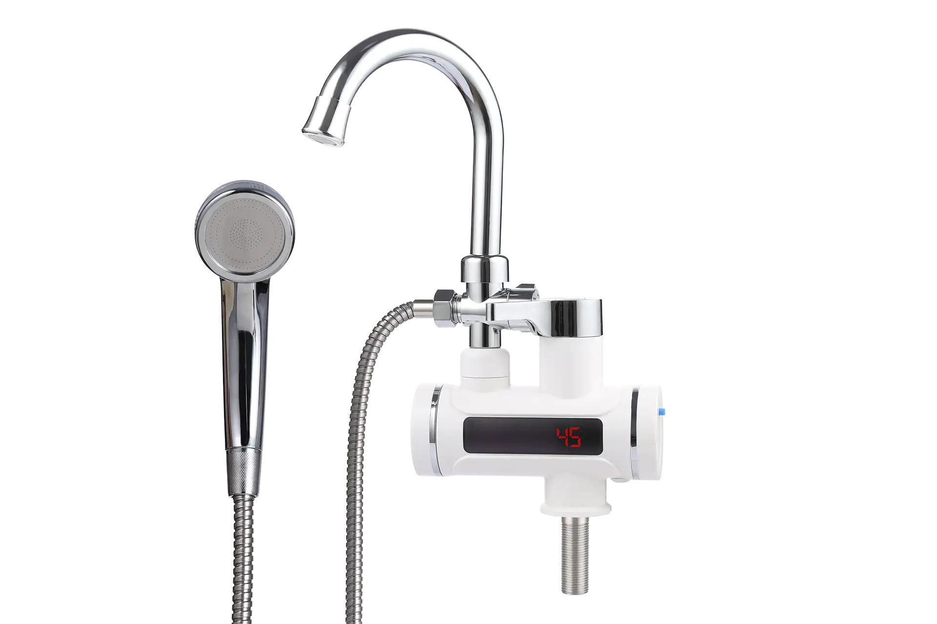 Проточный кран-водонагреватель UNIPUMP BEF-001-03 с дисплеем и душевой лейкой