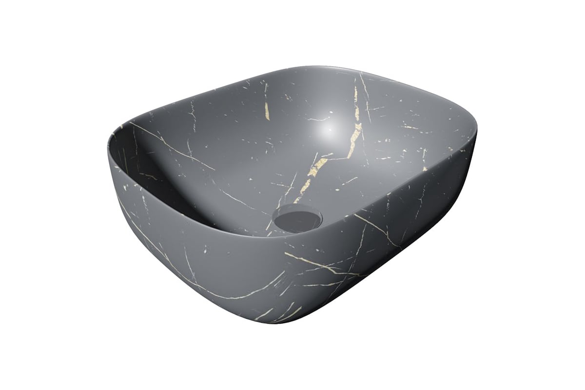 Раковина Teymi Solli 50 artceramic, накладная, Черный Мрамор T50394 490х395х150