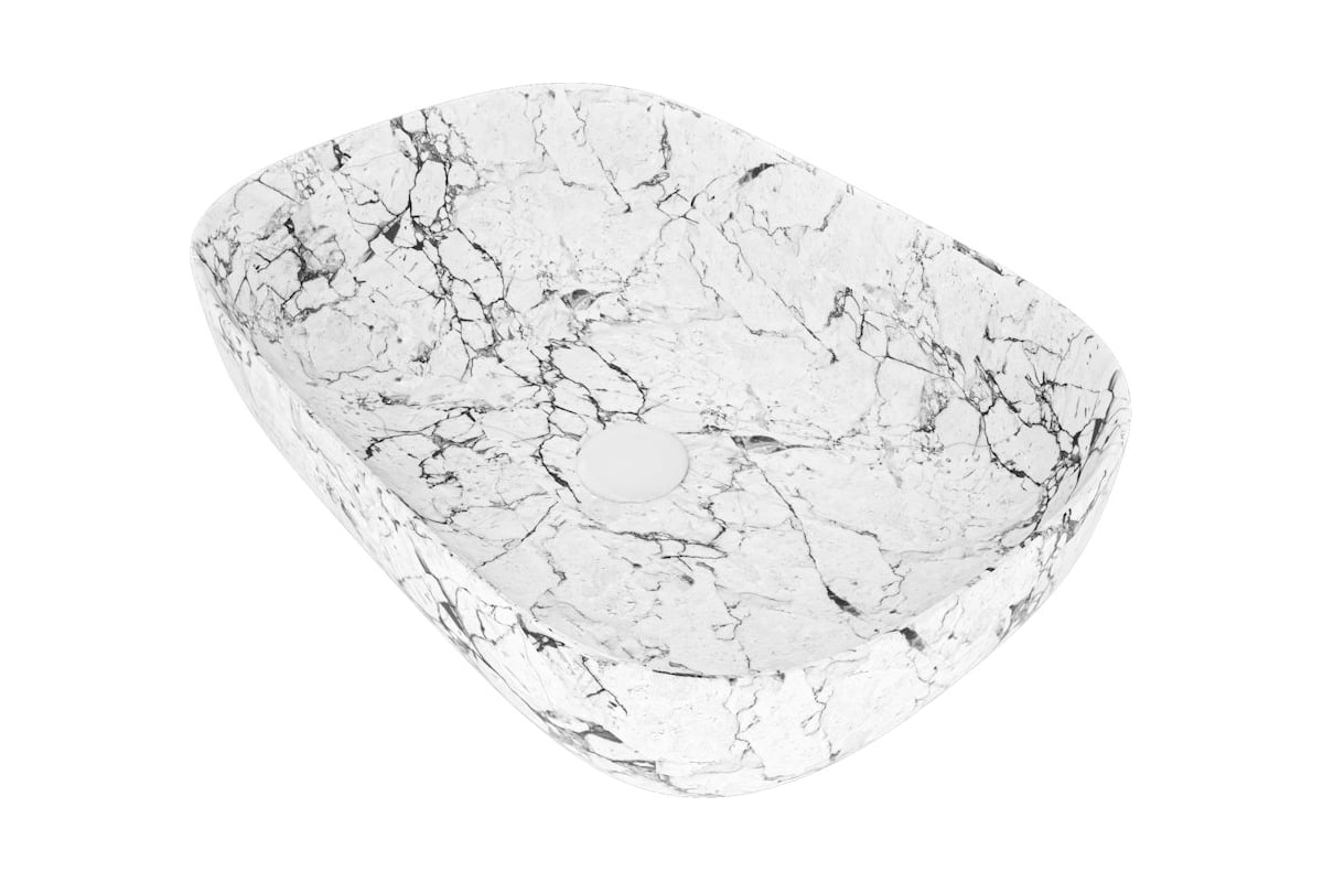 Раковина Teymi Solli 60 artceramic, накладная, Белый Мрамор T50398 610х400х145