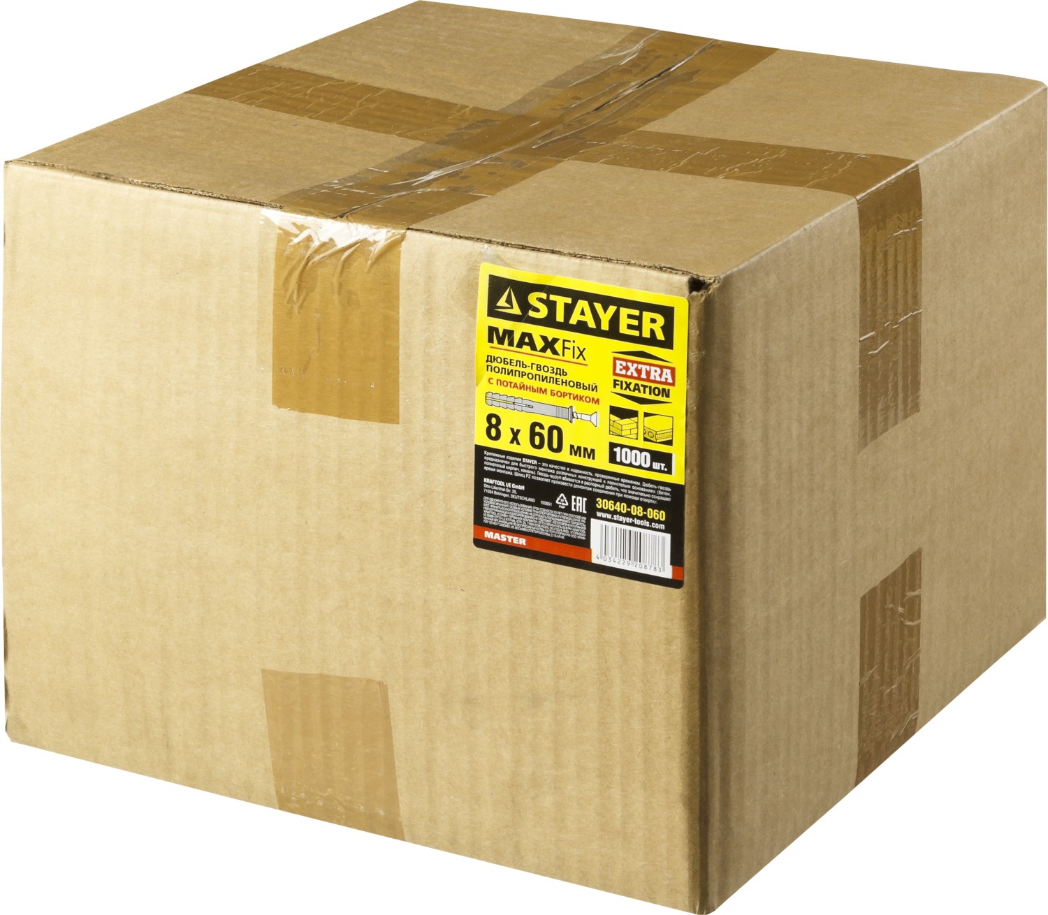 STAYER 8 х 60 мм, потайной бортик, 1000 шт, дюбель-гвоздь (30640-08-060)