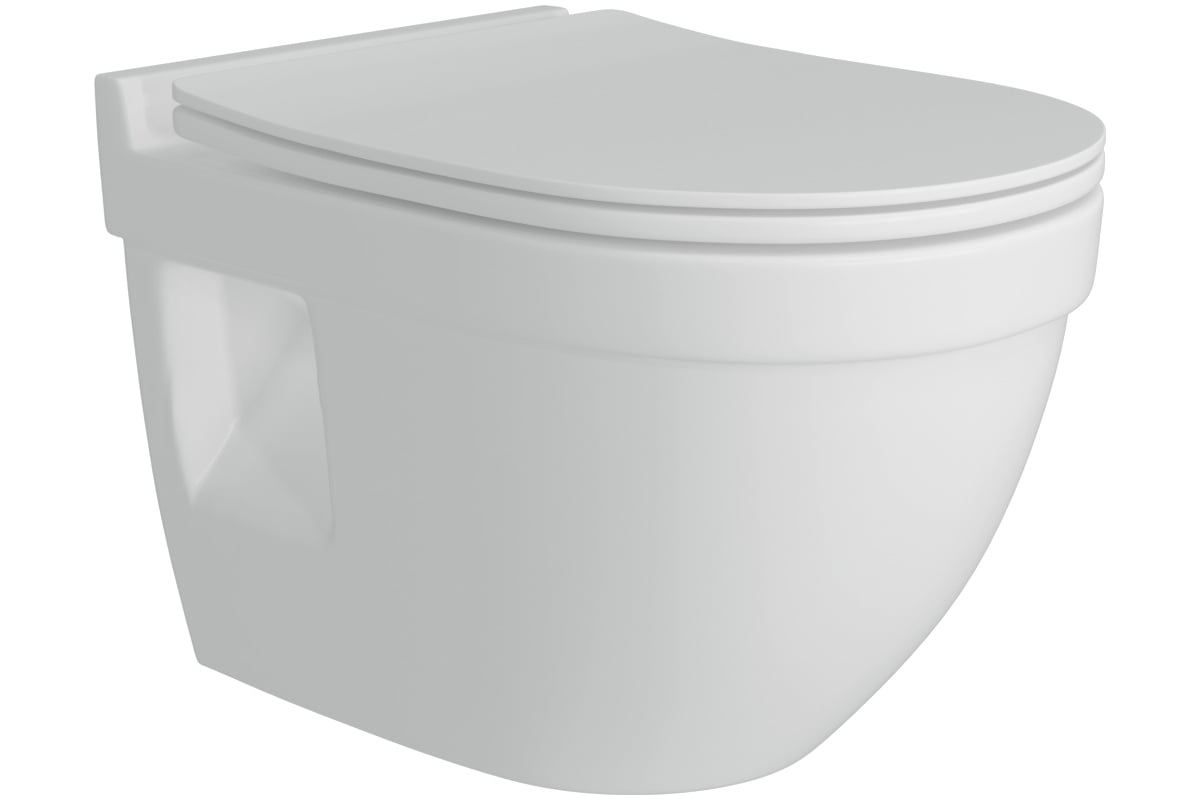 Унитаз подвесной Teymi Vitra Pro безободковый, 
сиденье Дюропласт микролифт T40806 510х370х350