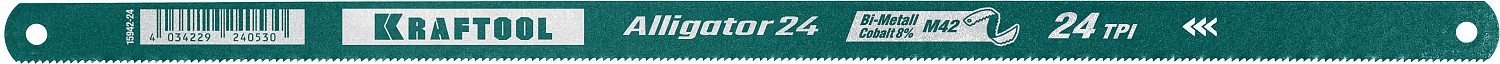 KRAFTOOL Alligator-24, 24 TPI, 300 мм, биметаллическое гибкое полотно по металлу (15942-24-1)