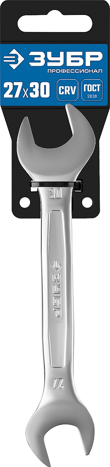 ЗУБР 27 х 30 мм, рожковый гаечный ключ, Профессионал (27010-27-30)