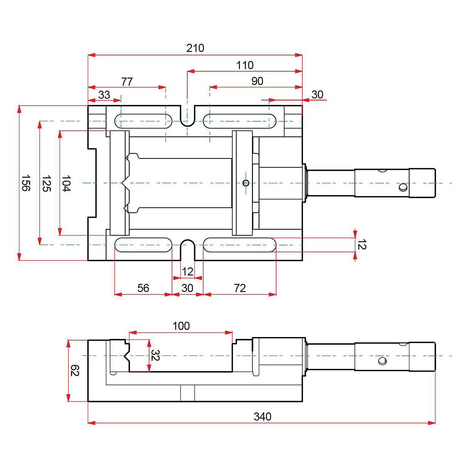 KRAFTOOL 100 мм, трехсторонние, станочные сверлильные тиски (32716-100)