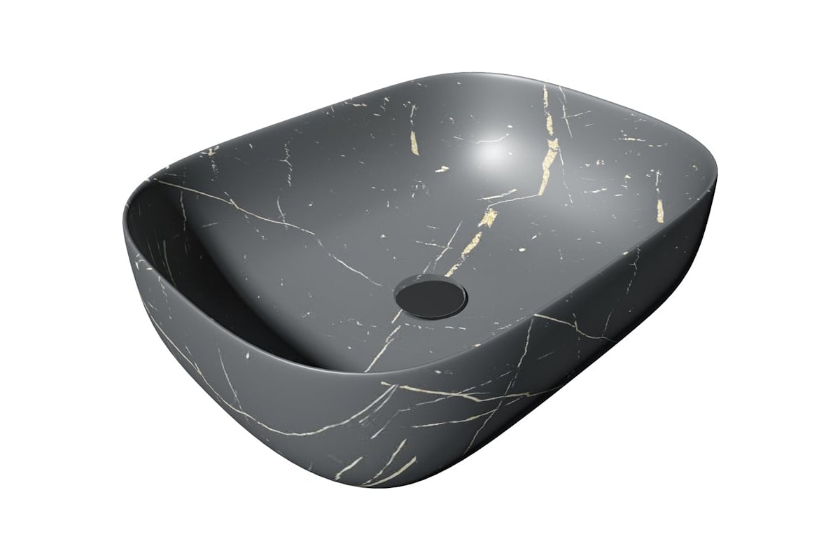Раковина Teymi Solli 60 artceramic, накладная, Черный Мрамор T50399 610х400х145