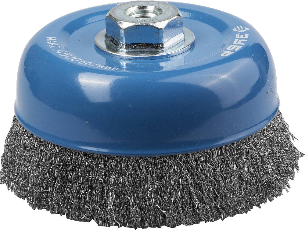 ЗУБР 150 мм, витая стальная латунированная проволока 0.3 мм, чашечная щетка-крацовка для УШМ (35261-150)