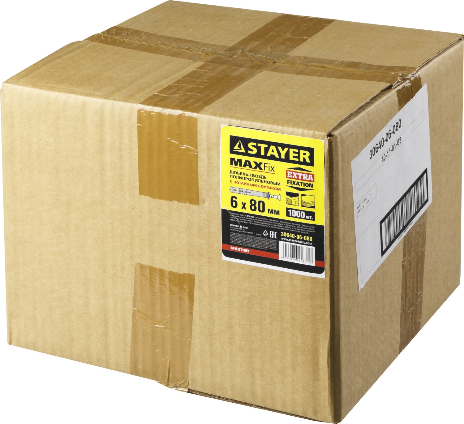 STAYER 6 х 80 мм, потайной бортик, 1000 шт, дюбель-гвоздь (30640-06-080)