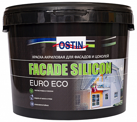 Краска акриловая для фасадов и цоколей (FACADE SILICON EURO ECO) БАЗА С (под колеровку)
