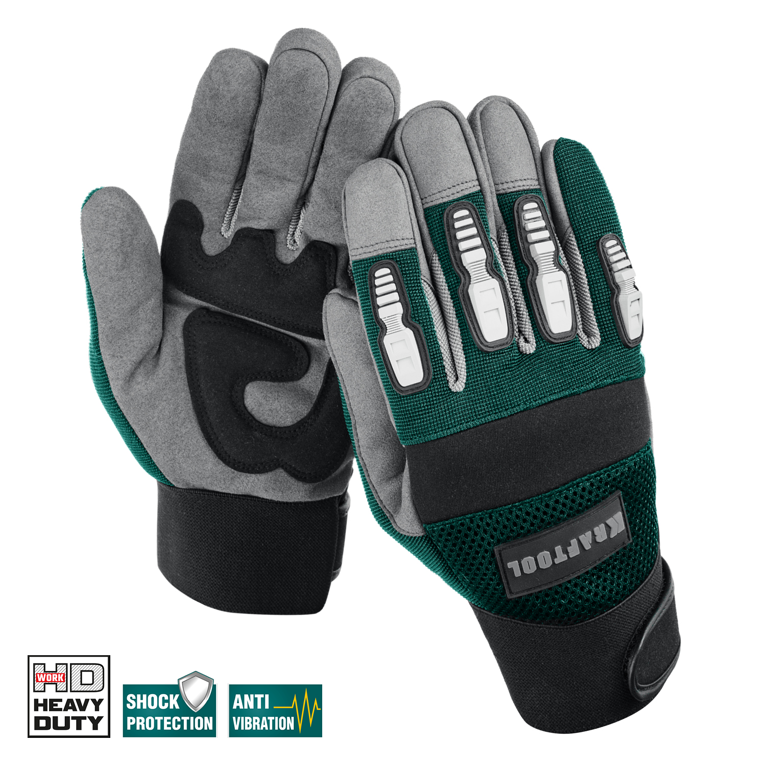 KRAFTOOL Extrem, XL (10), профессиональные комбинированные перчатки, антивибрационные, противоударные (11287-XL)