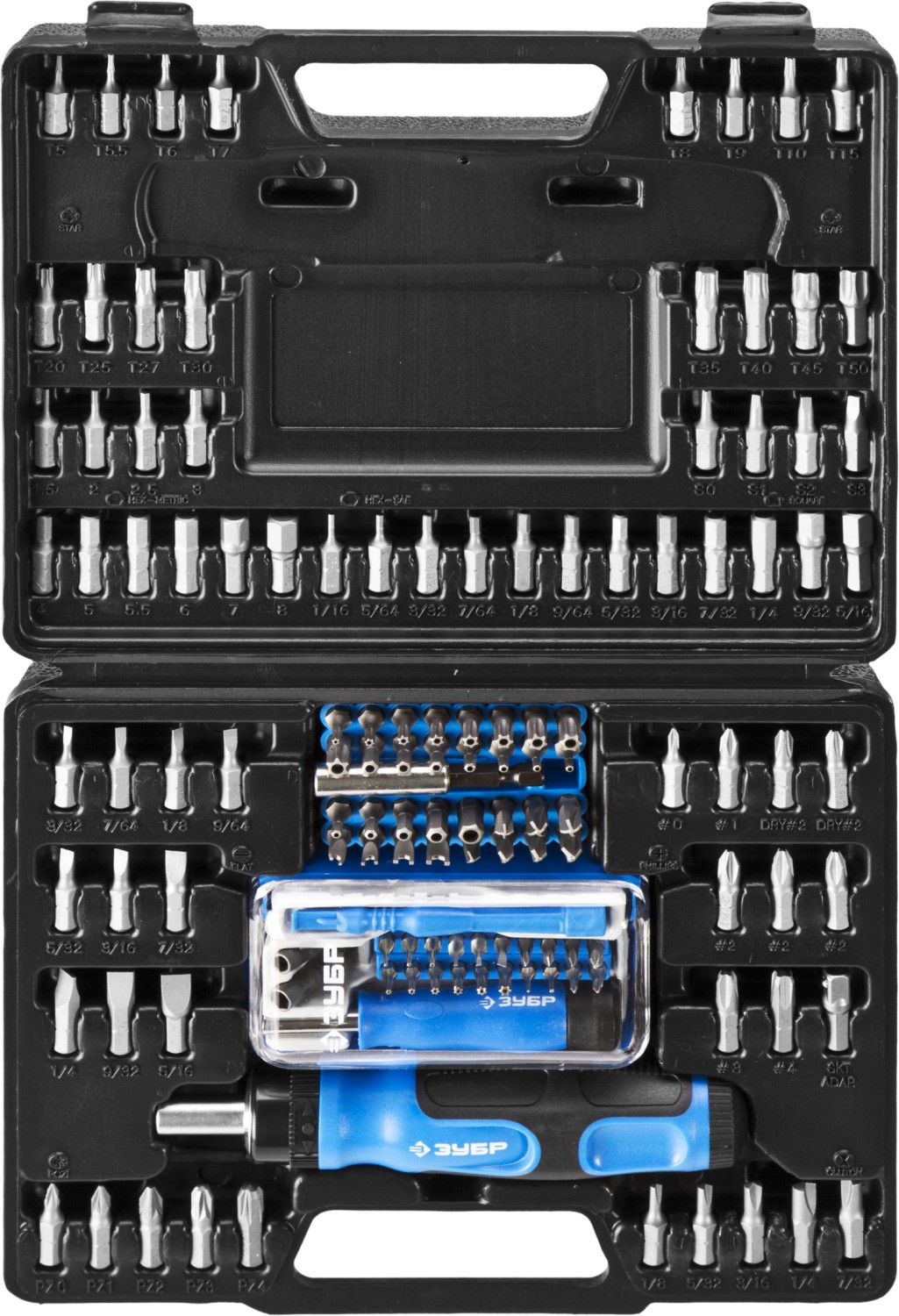 ЗУБР 129 предм., реверсивная отвертка с насадками, Профессионал (25237-H129)